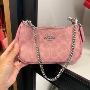 Coach Teri Mini Crossbody Bag In Signature Canvas CW323 Dusty Pink